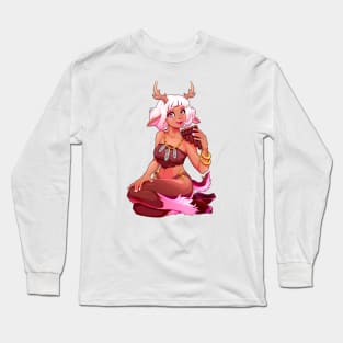 Beautiful faun girl is playing the Pan flute Long Sleeve T-Shirt